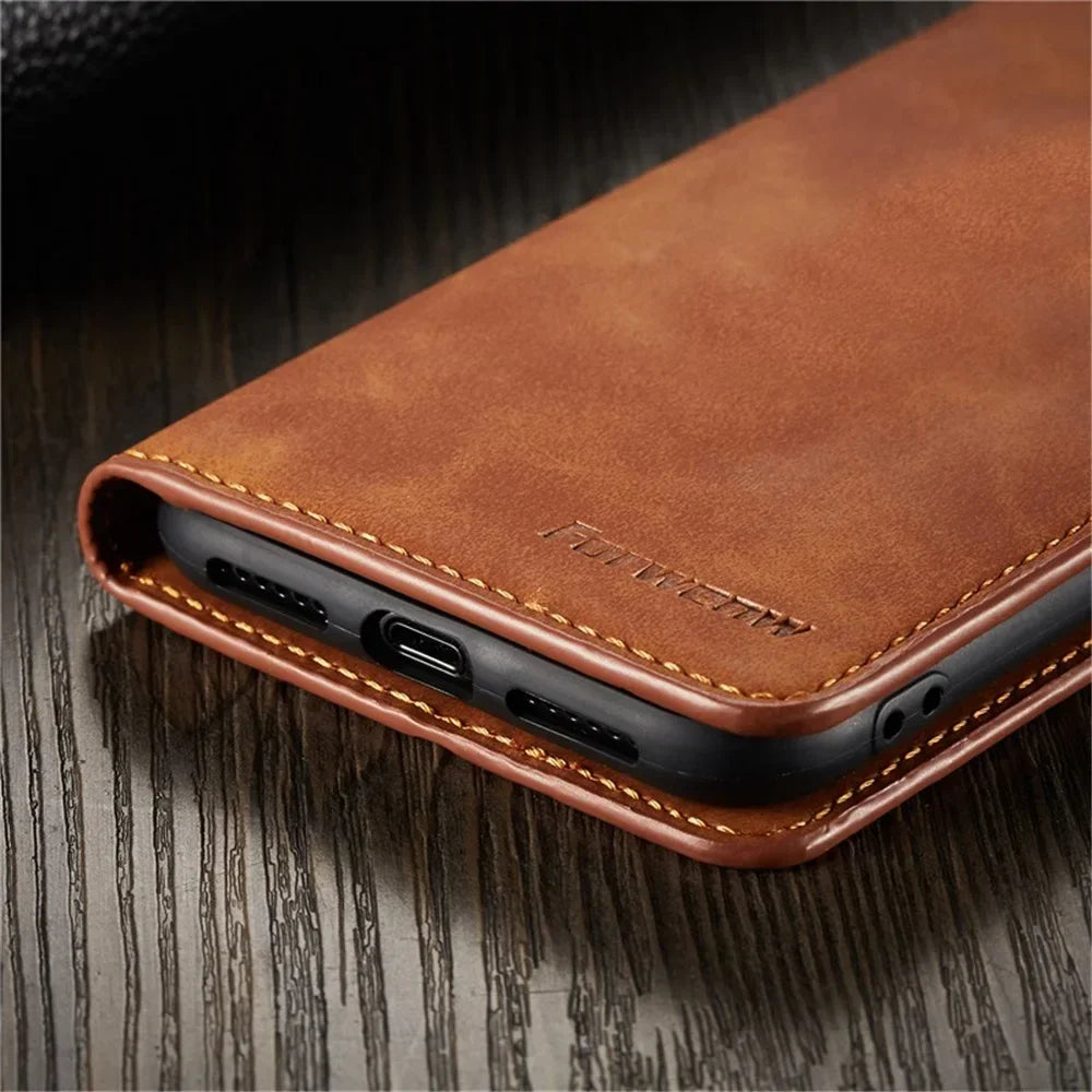 Ultra Thin Magnetic Flip Wallet Leather iPhone Case - DealJustDeal