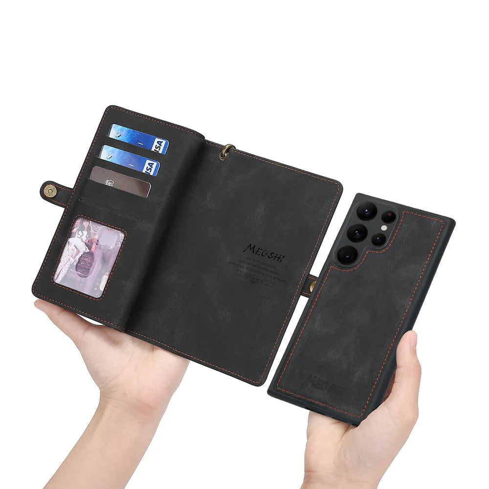 2 in 1 Magnetic Detachable Leather Wallet Galaxy Note Case - DealJustDeal