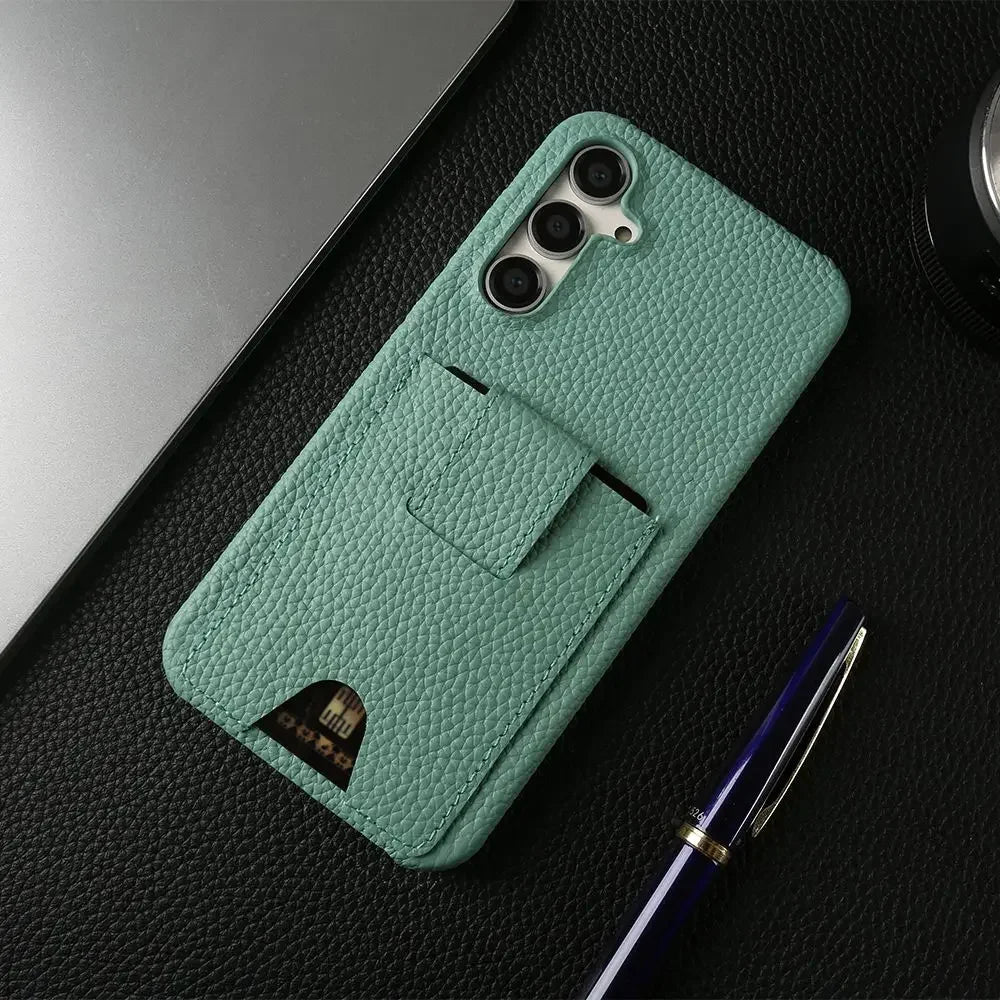 Card Holder Slot Genuine Leather Galaxy A, Note and S Case - DealJustDeal