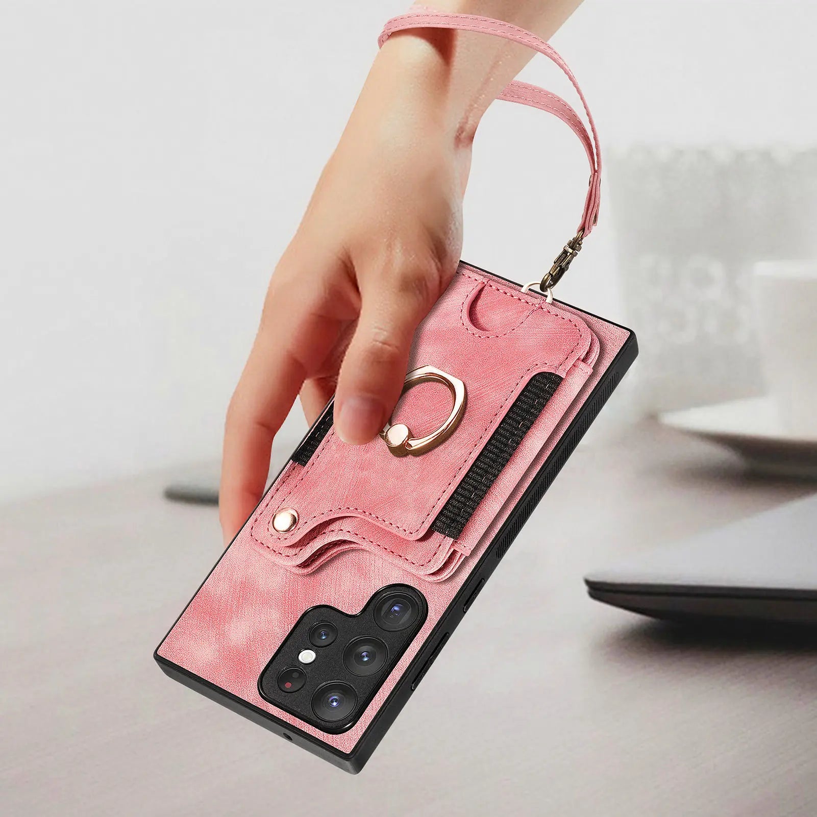 Wallet Ring Holder Flip Leather Galaxy S and M Case - DealJustDeal