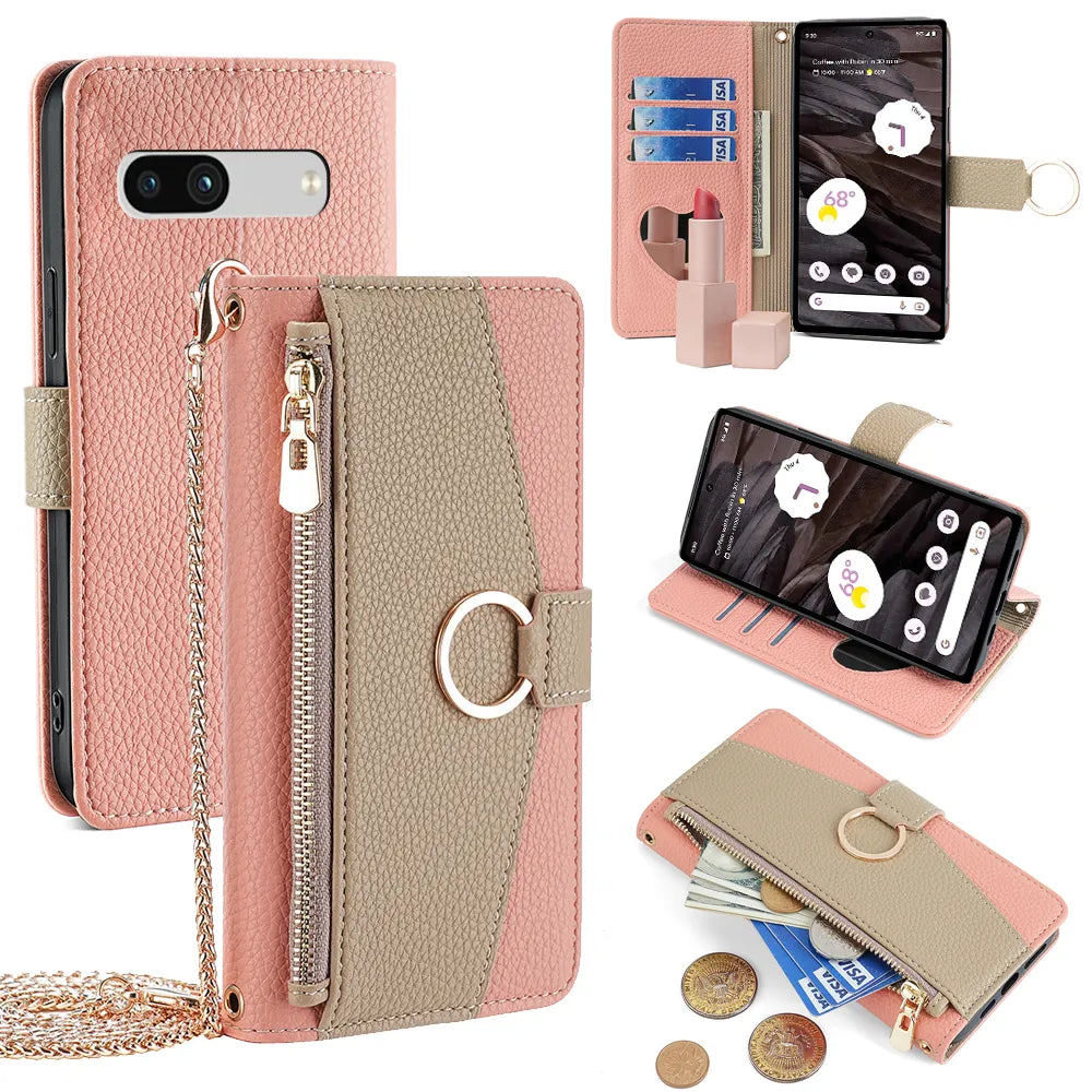 Wallet Crossbody Lanyard Leather Google Case - DealJustDeal