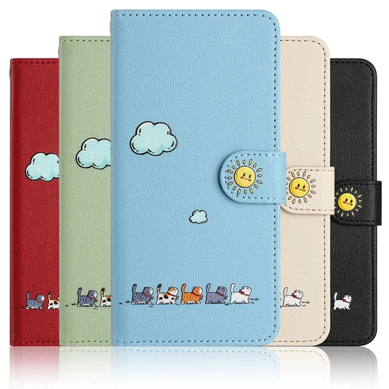 Cute Cat Pattern Flip Leather Google Case - DealJustDeal