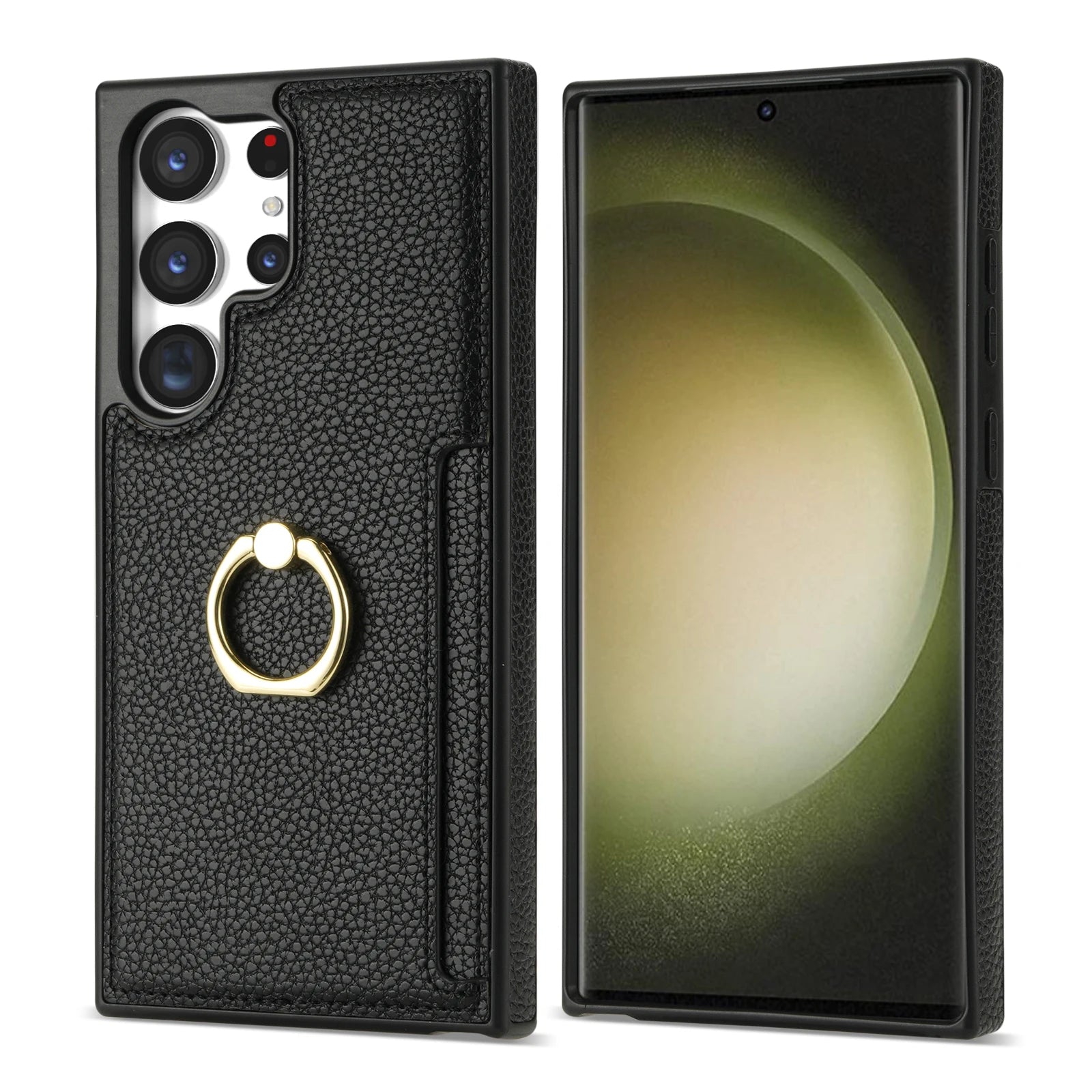 Stand Cards Slot Wallet Ring Holder Leather Galaxy S Case - DealJustDeal