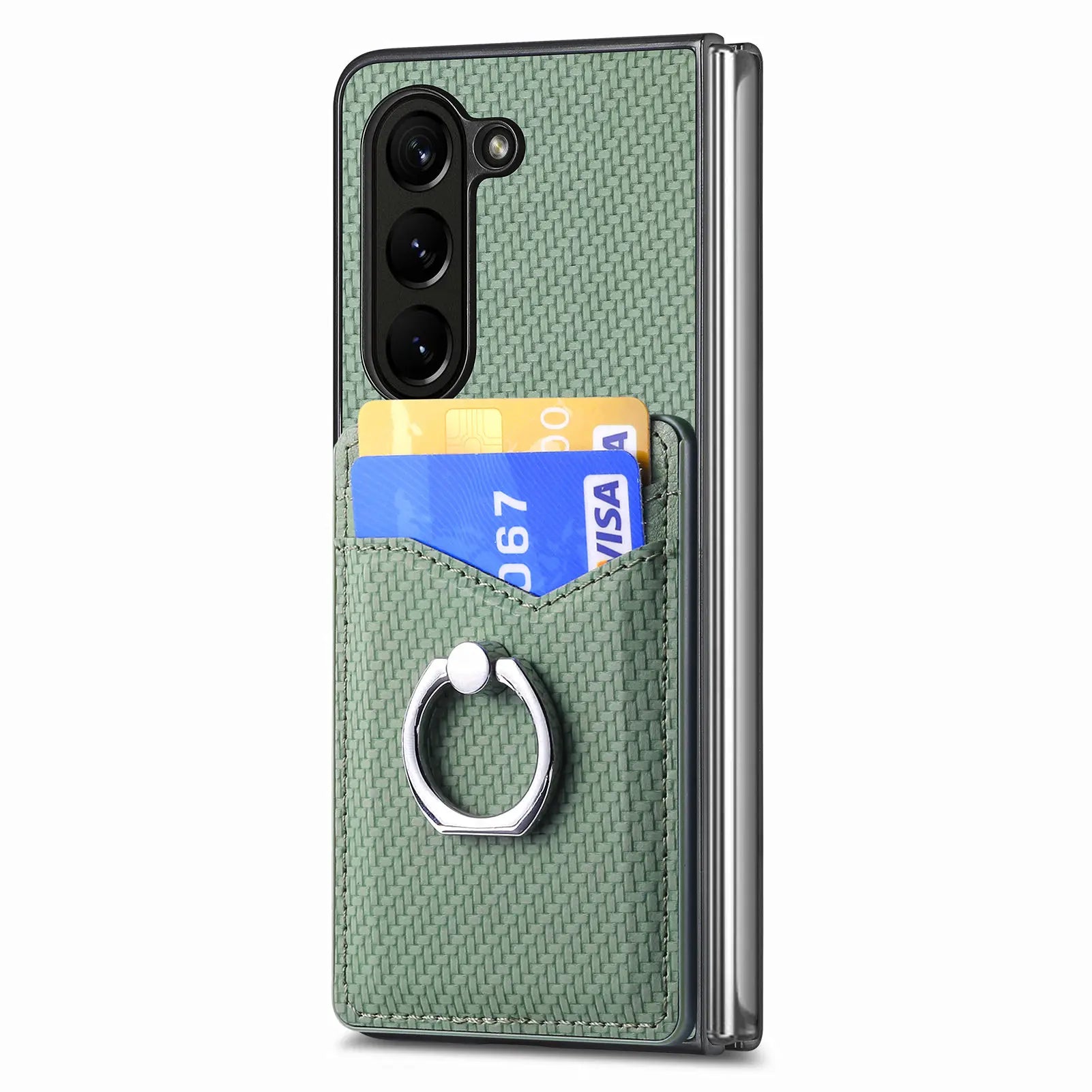 Carbon Fiber Magnetic Cards Slot Wallet Galaxy Z Fold Case - DealJustDeal