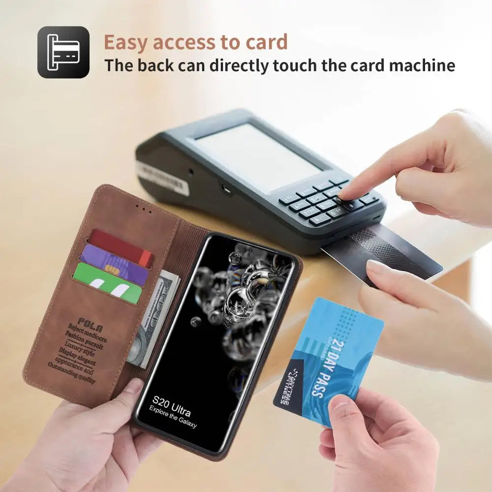 Magnetic Flip Wallet Leather Galaxy A Case - DealJustDeal