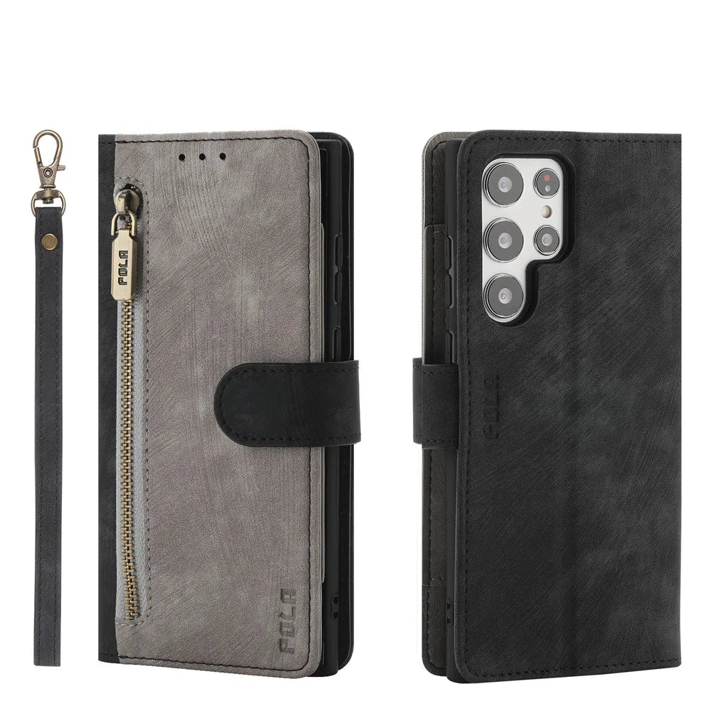 Flip Leather Zipper Galaxy S Case - DealJustDeal