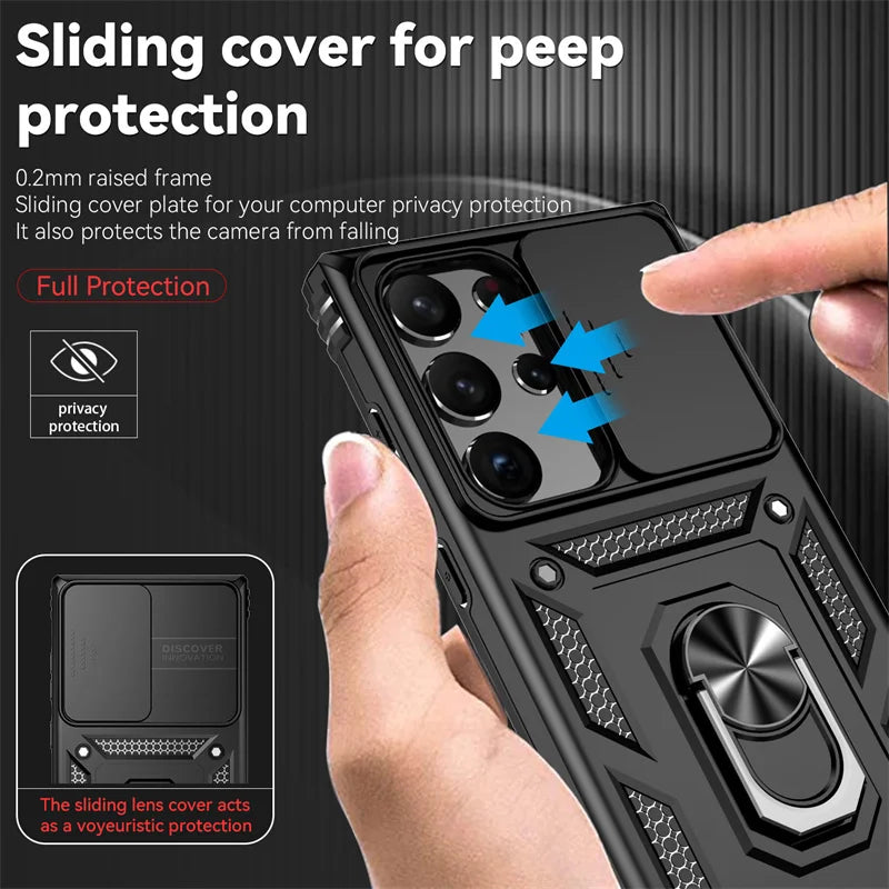 Slide Lens Protect TPU Armor Stand Galaxy S Case - DealJustDeal