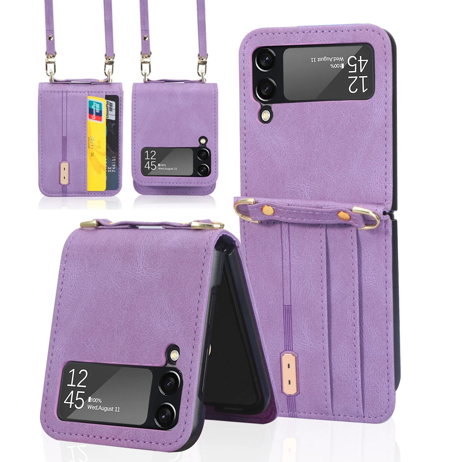Leather Card Slot Galaxy Z Flip Case - DealJustDeal