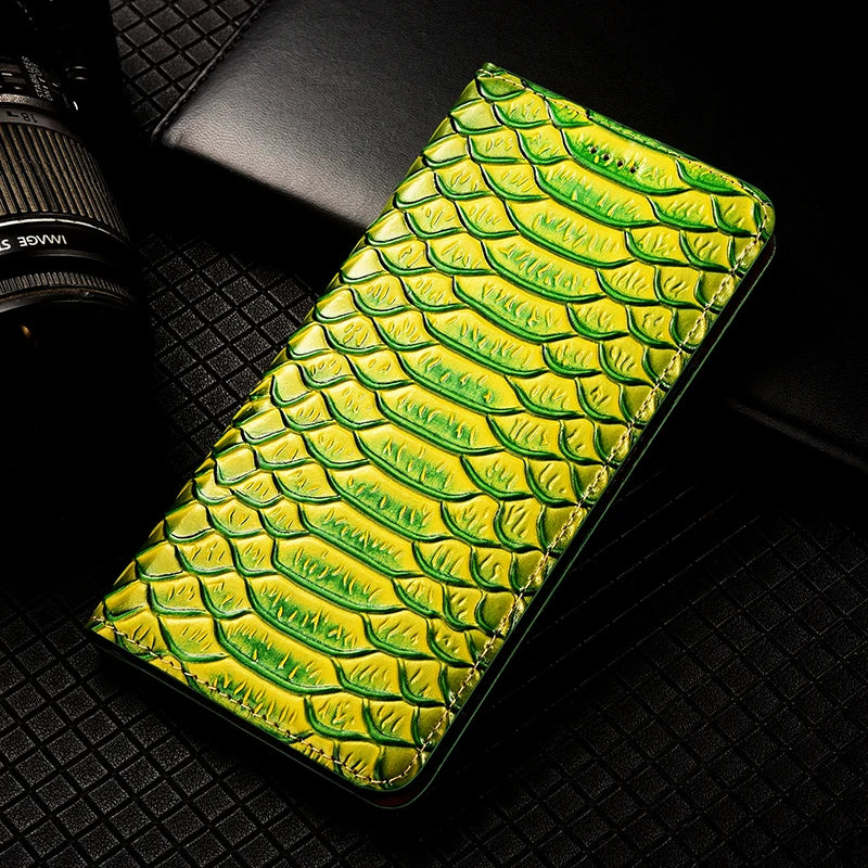 Snake Texture Genuine Leather iPhone Case - DealJustDeal