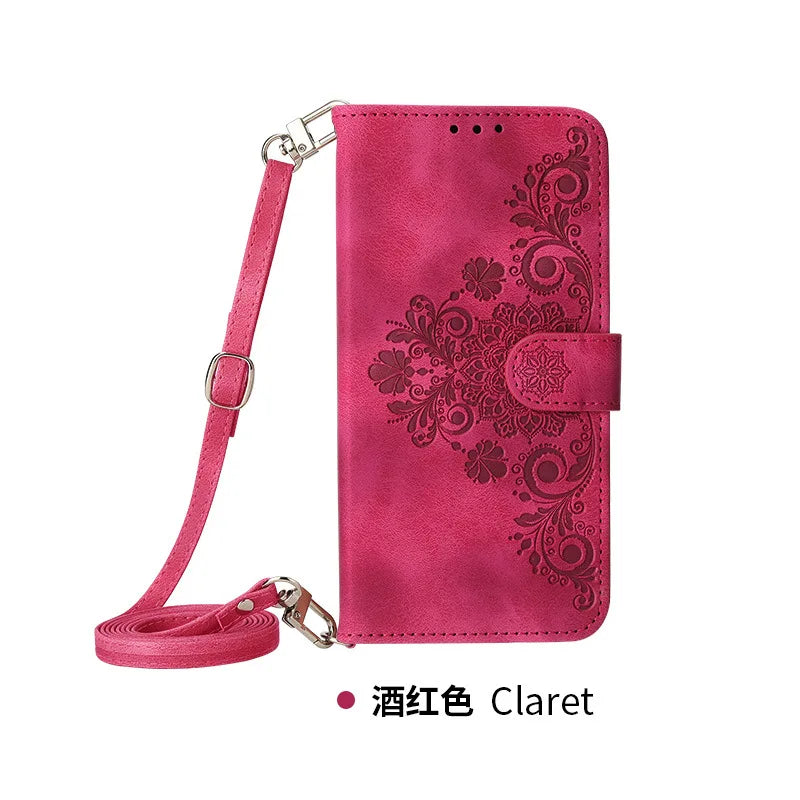 Crossbody Lanyard Hinge Protection Wallet Leather Galaxy Z Fold Case - DealJustDeal