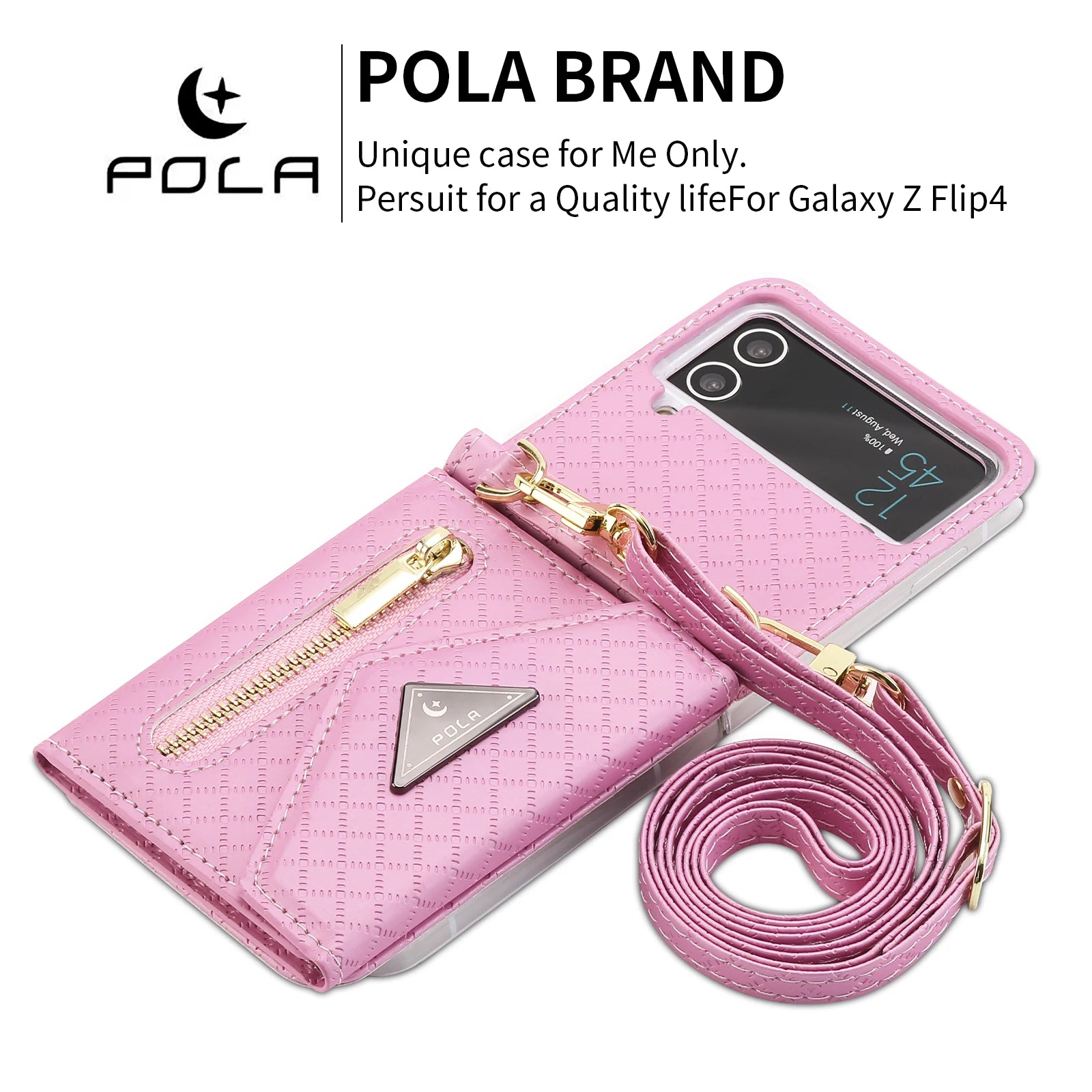 Wrist Strap Magnetic Wallet Zipper Leather Galaxy Z Flip Case - DealJustDeal