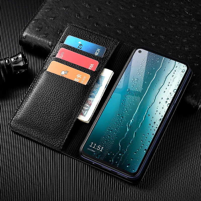 Litchi Patter Genuine Leather Magnetic Flip Google Case - DealJustDeal