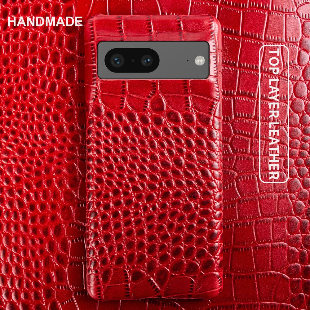 Handmade Crocodile Pattern Genuine Leather Google Case - DealJustDeal