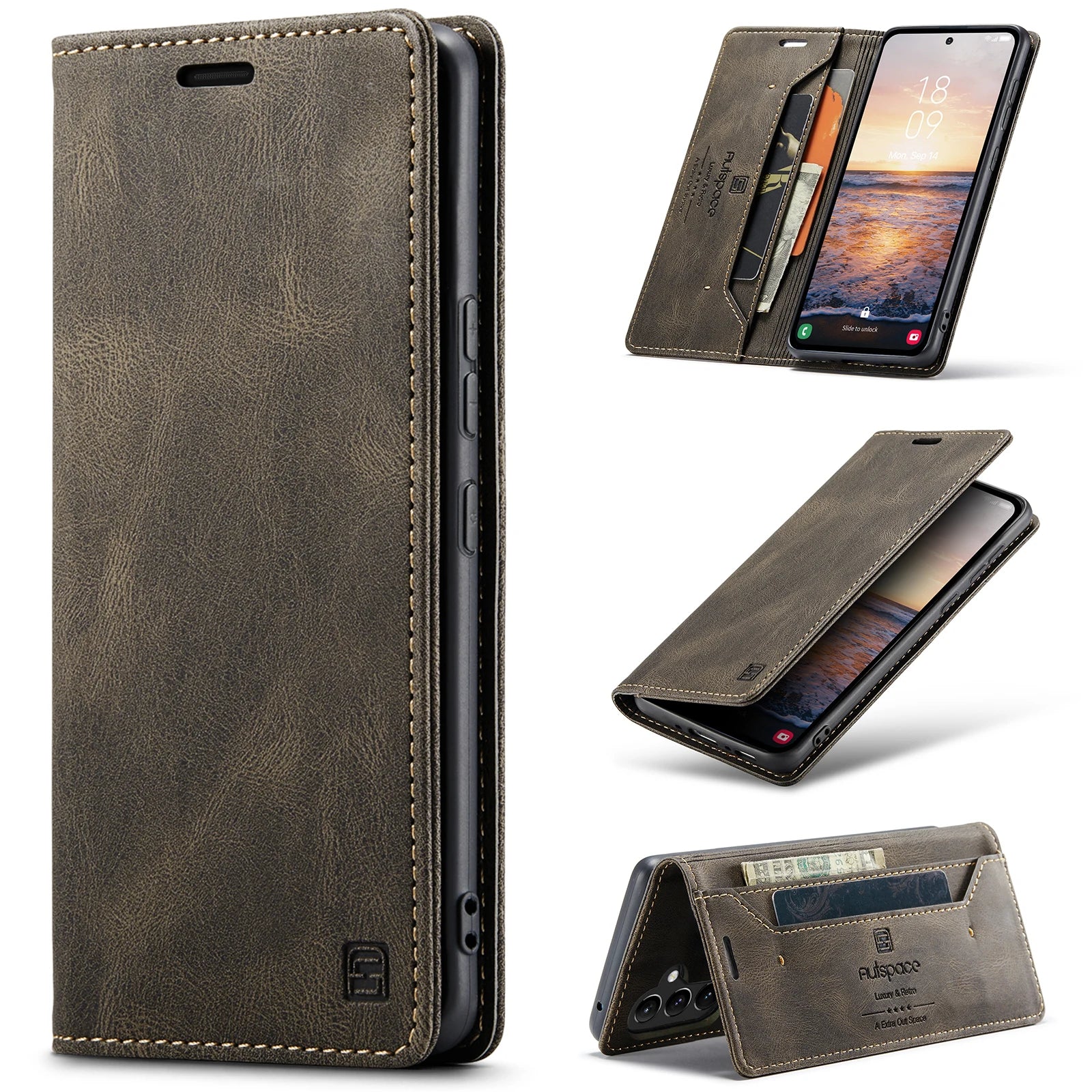 Anti-Scratch Magnetic Card Pocket Wallet Leather Galaxy A and M Case - DealJustDeal