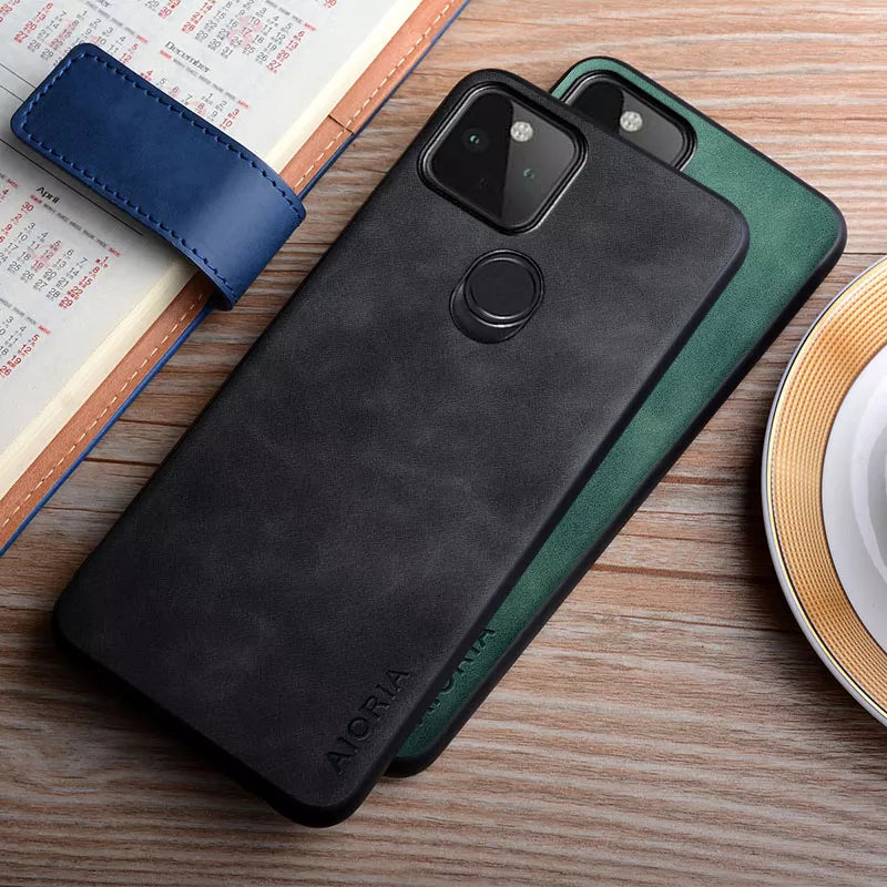 simple solid color fingerprint proof Leather google Case - DealJustDeal