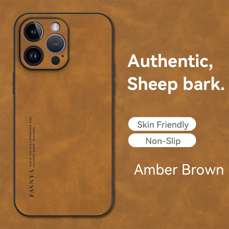 Matte Slim Sheepskin Leather iPhone Case - DealJustDeal