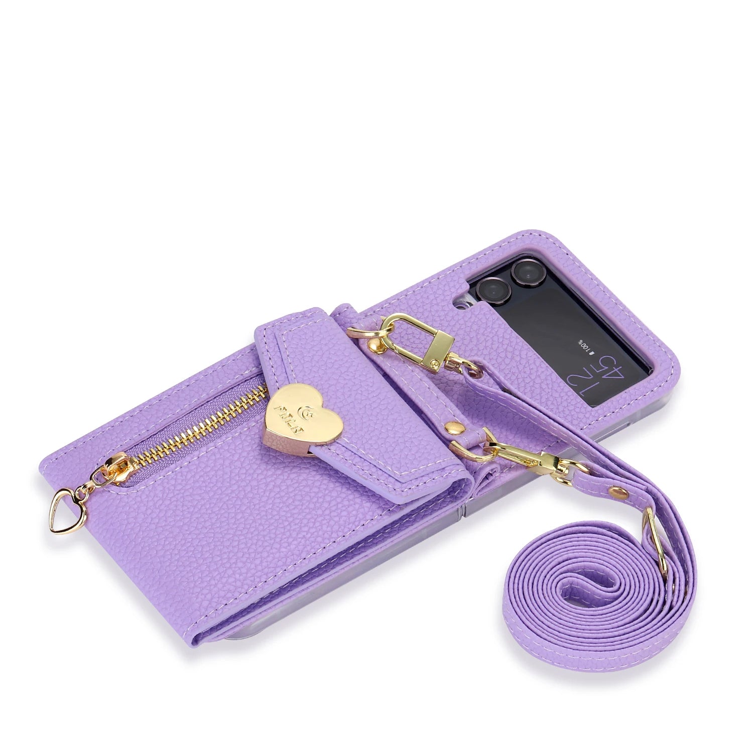 Crossbody Wrist Strap Leather Galaxy Z Flip Case - DealJustDeal