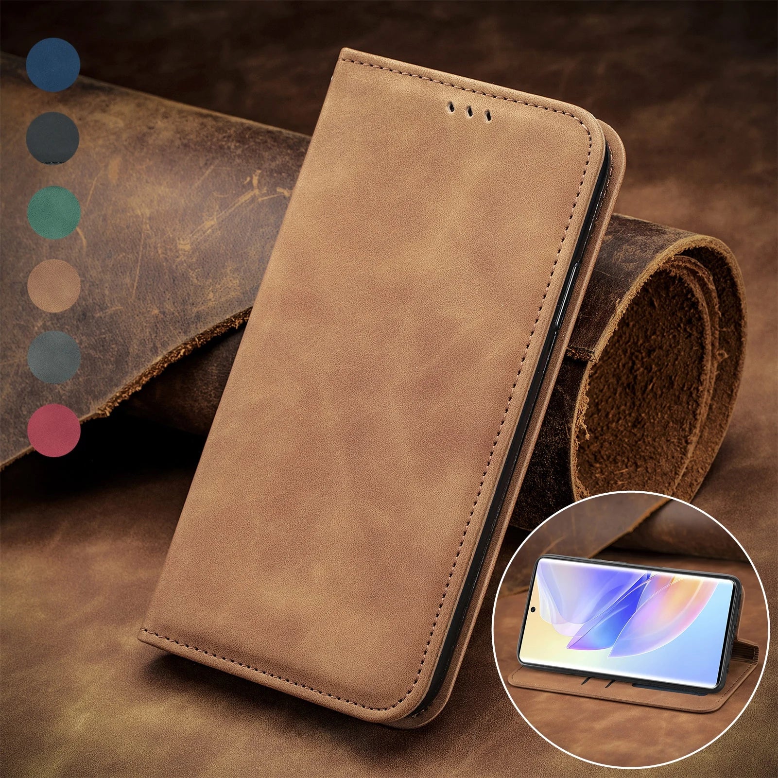 Business Flip Wallet Leather Galaxy A, M, Note and S Case - DealJustDeal