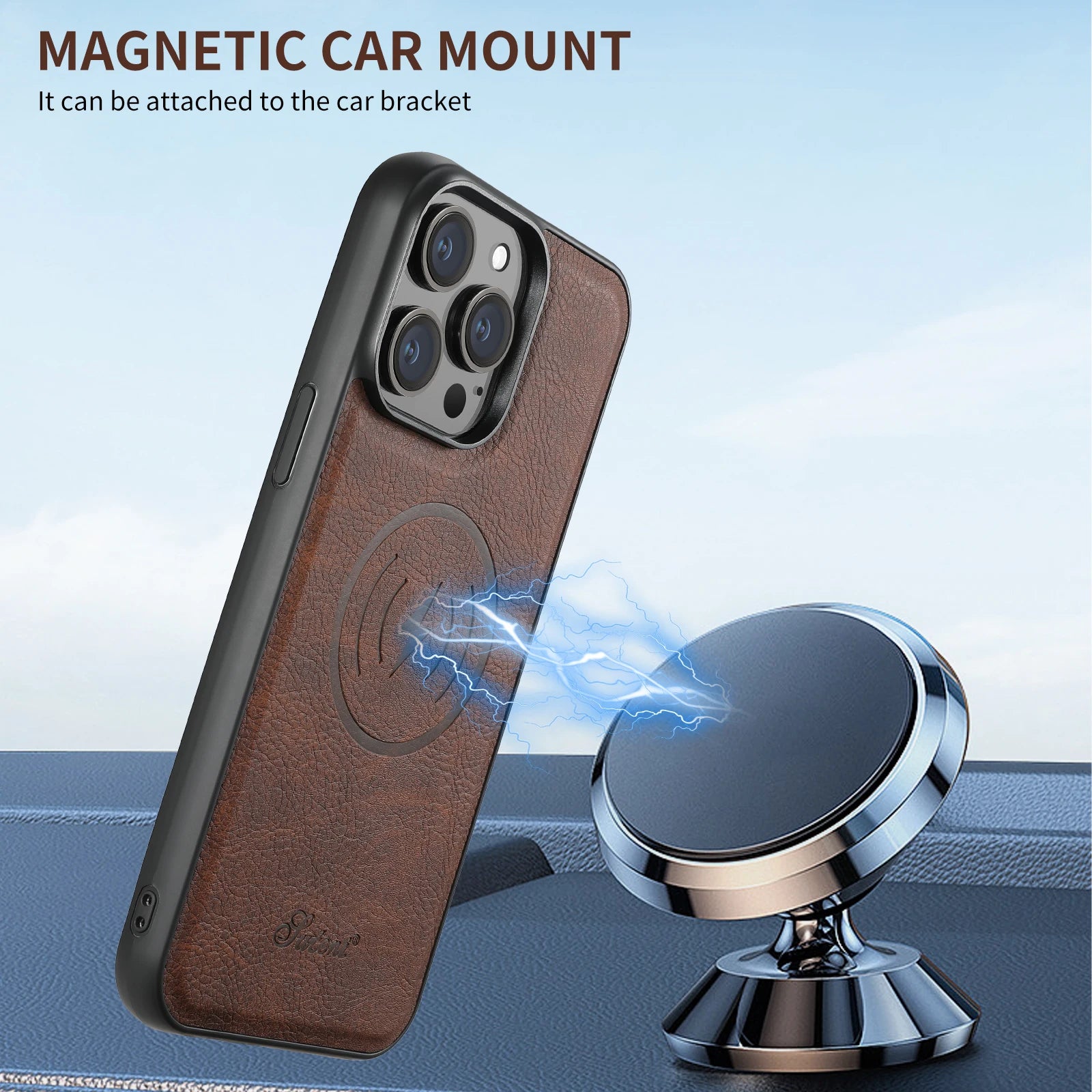 Magnetic MagSafe Card Holder 2 in 1 Leather iPhone Case - DealJustDeal