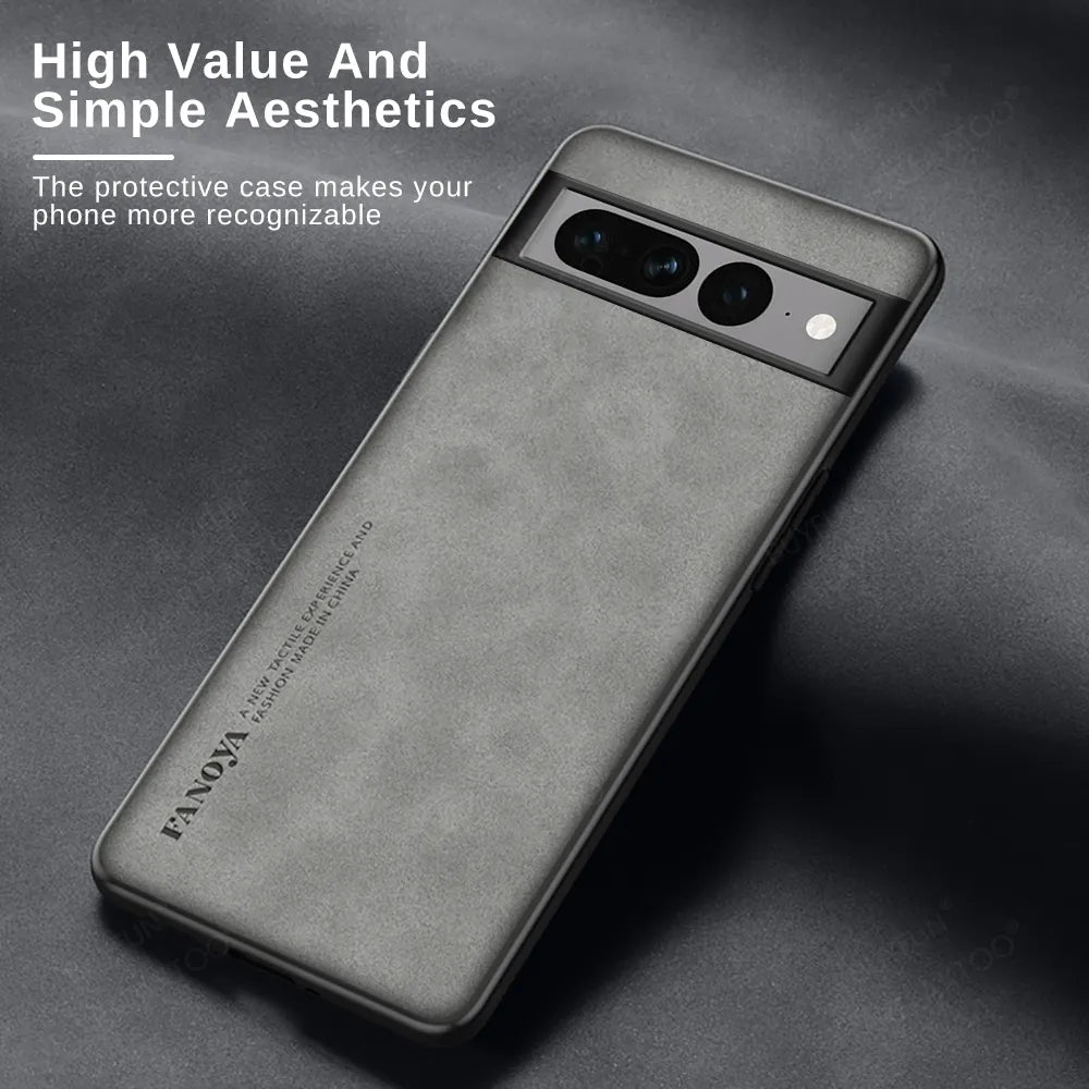 Lambskin Leather TPU Soft Frame Google Case - DealJustDeal