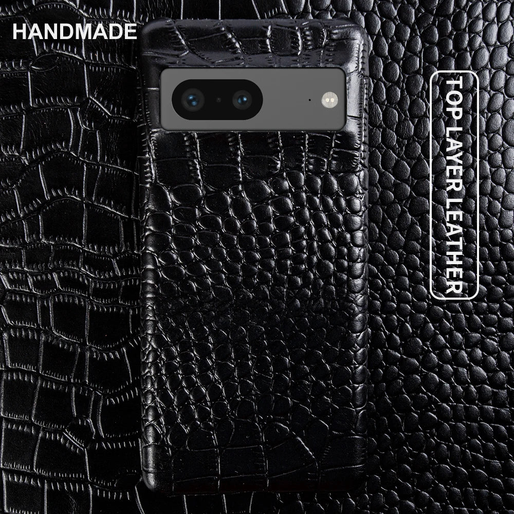 Handmade Crocodile Pattern Genuine Leather Google Case - DealJustDeal