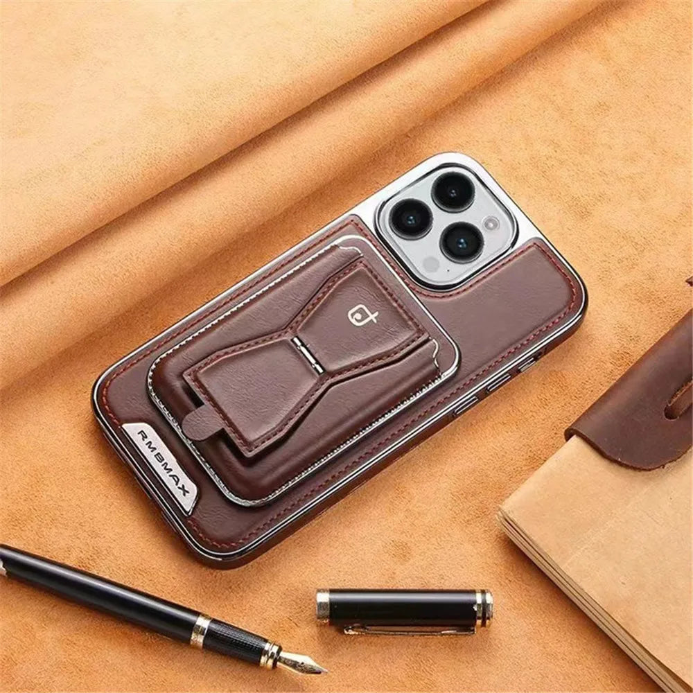 2 in 1 Magnetic Wallet Invisible Kickstand Leather iPhone Case - DealJustDeal