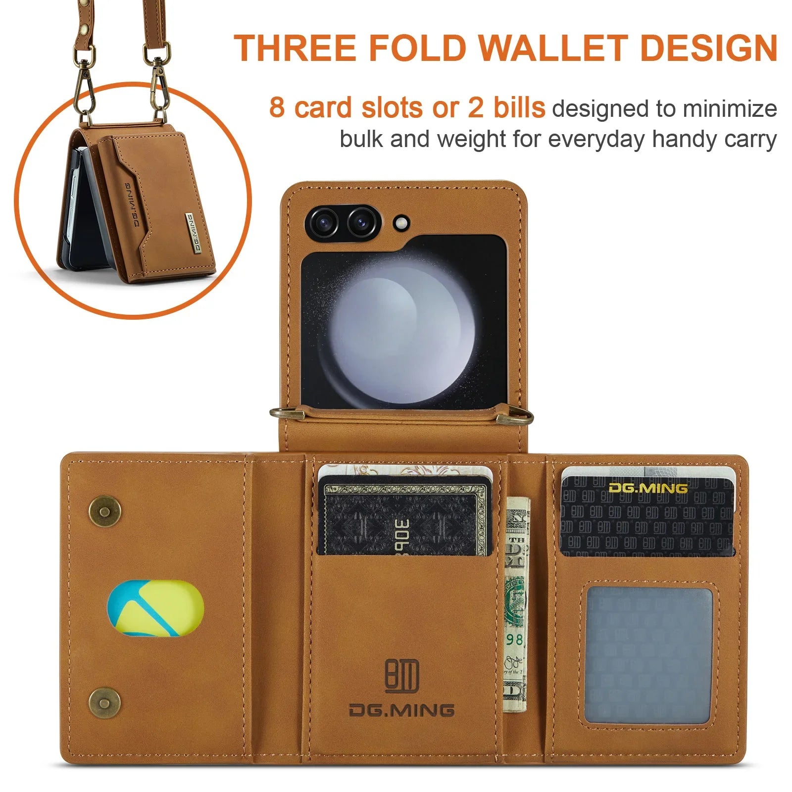 Detachable Card Holder Wallet Stand Leather Galaxy Z Flip Case - DealJustDeal