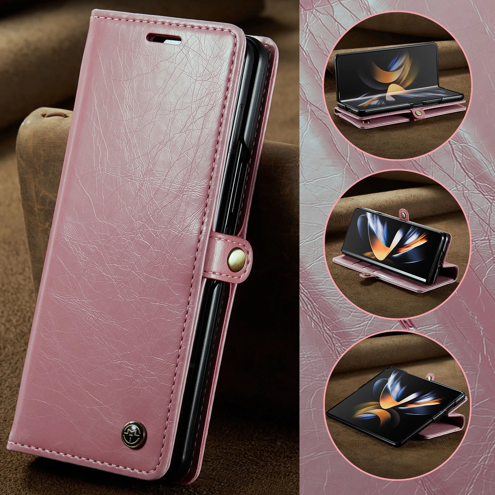 Magnetic Retro Purse Leather Galaxy Z Fold Case - DealJustDeal