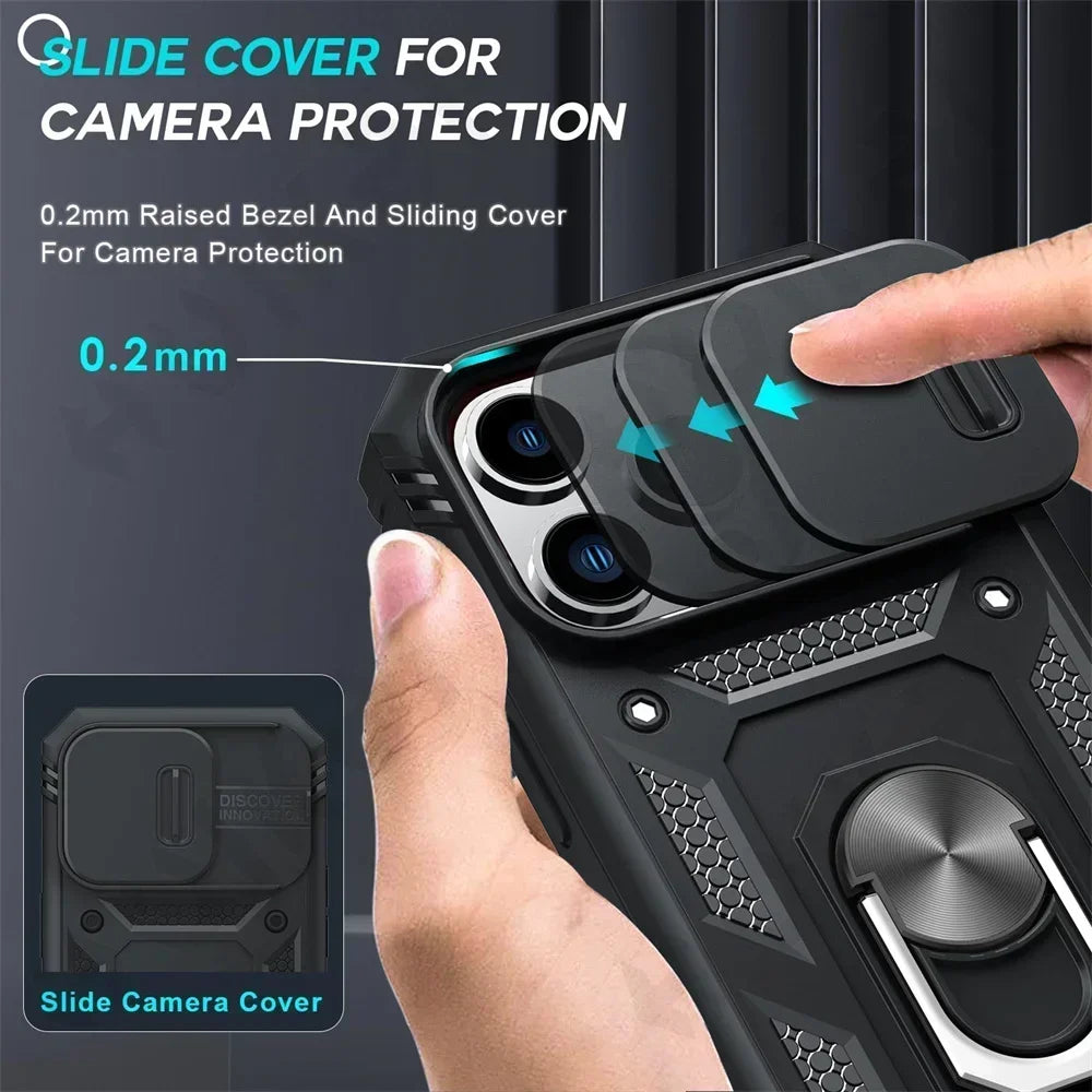 Camera Slide Military Grade Armor Protection 360 Degree Rotate Armor iPhone Case - DealJustDeal