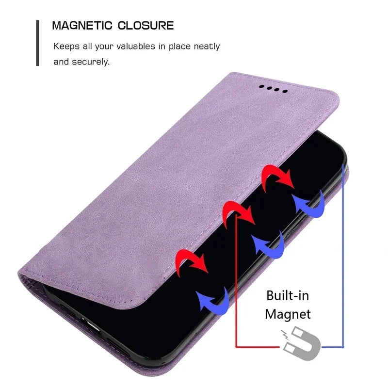 Magnetic Matte PU Leather Wallet Google Case - DealJustDeal