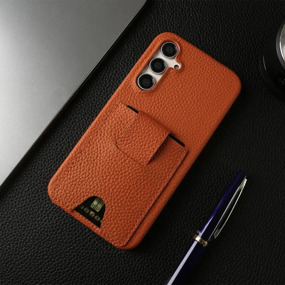 Card Holder Slot Genuine Leather Galaxy A, Note and S Case - DealJustDeal