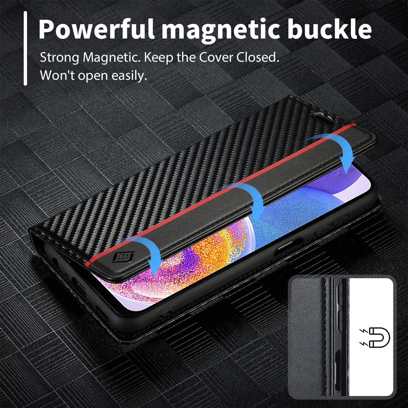 Flip Wallet Carbon Fiber Leather Galaxy A, M and S Case - DealJustDeal