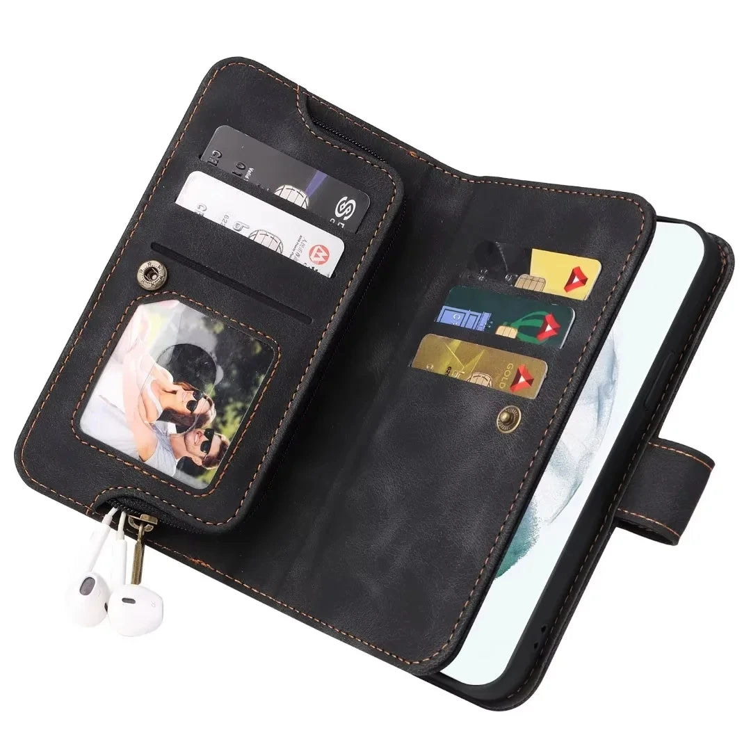 Dual Layer Wallet Holder Leather Flip Galaxy Note and S Case - DealJustDeal