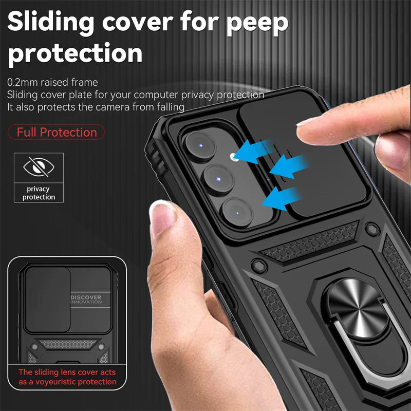 Magnet Holder Ring Slide Camera Protective Armor Galaxy A Case - DealJustDeal