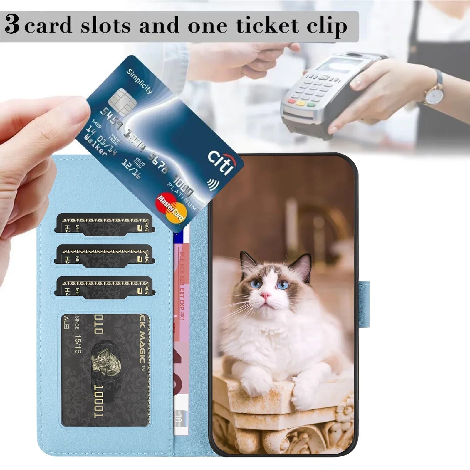 Cute Cat Leather Cards Slot Wallet Google Case - DealJustDeal