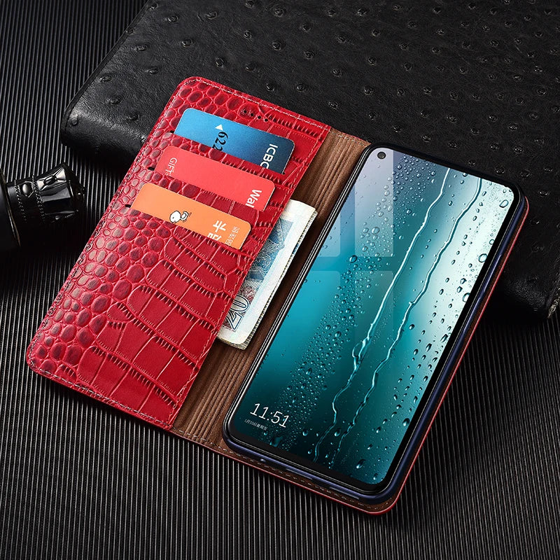 Luxury Crocodile Genuine Leather Flip iPhone Case - DealJustDeal