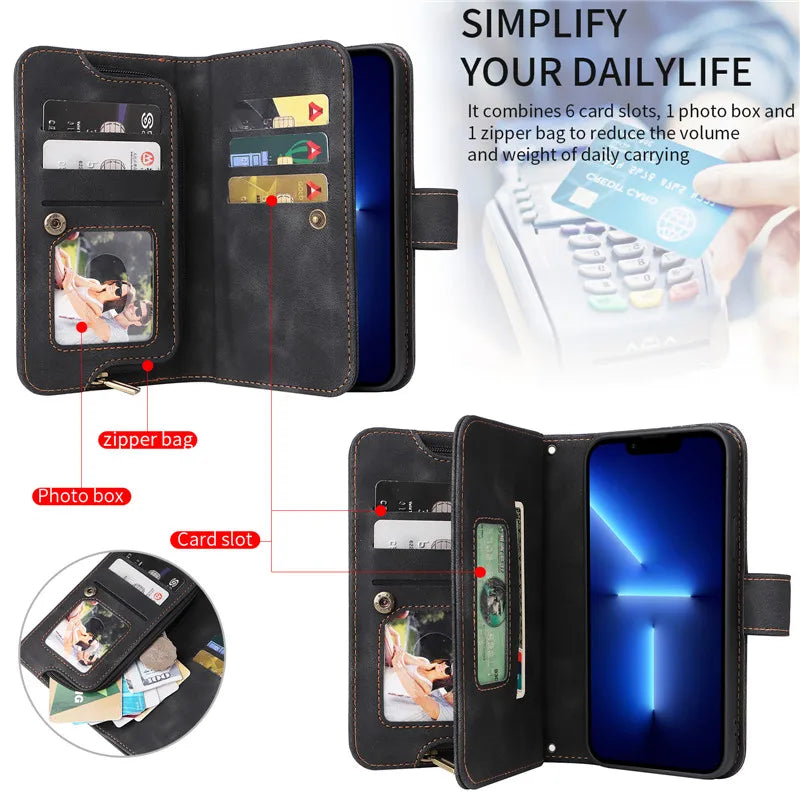 Dual Layer Wallet Holder Leather Flip Galaxy Note and S Case - DealJustDeal