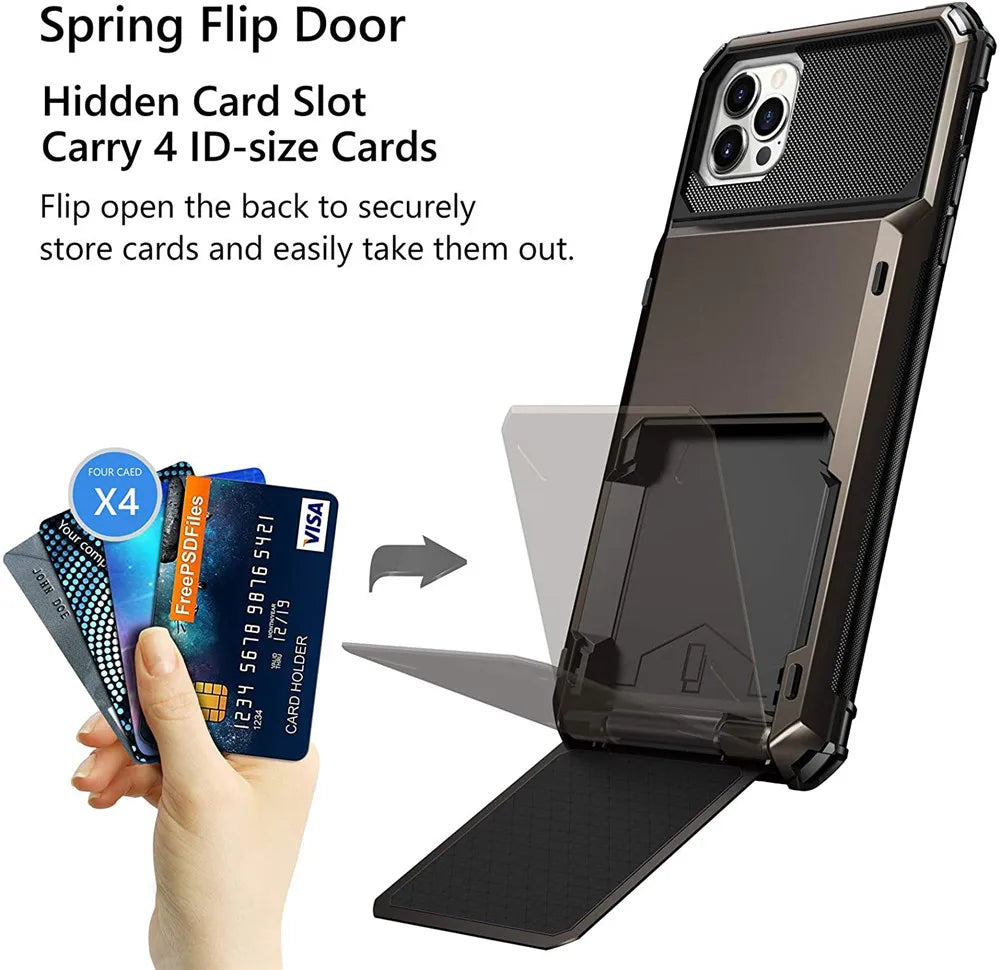 Wallet 4-Card Slot Credit Card Holder iPhone Case - DealJustDeal