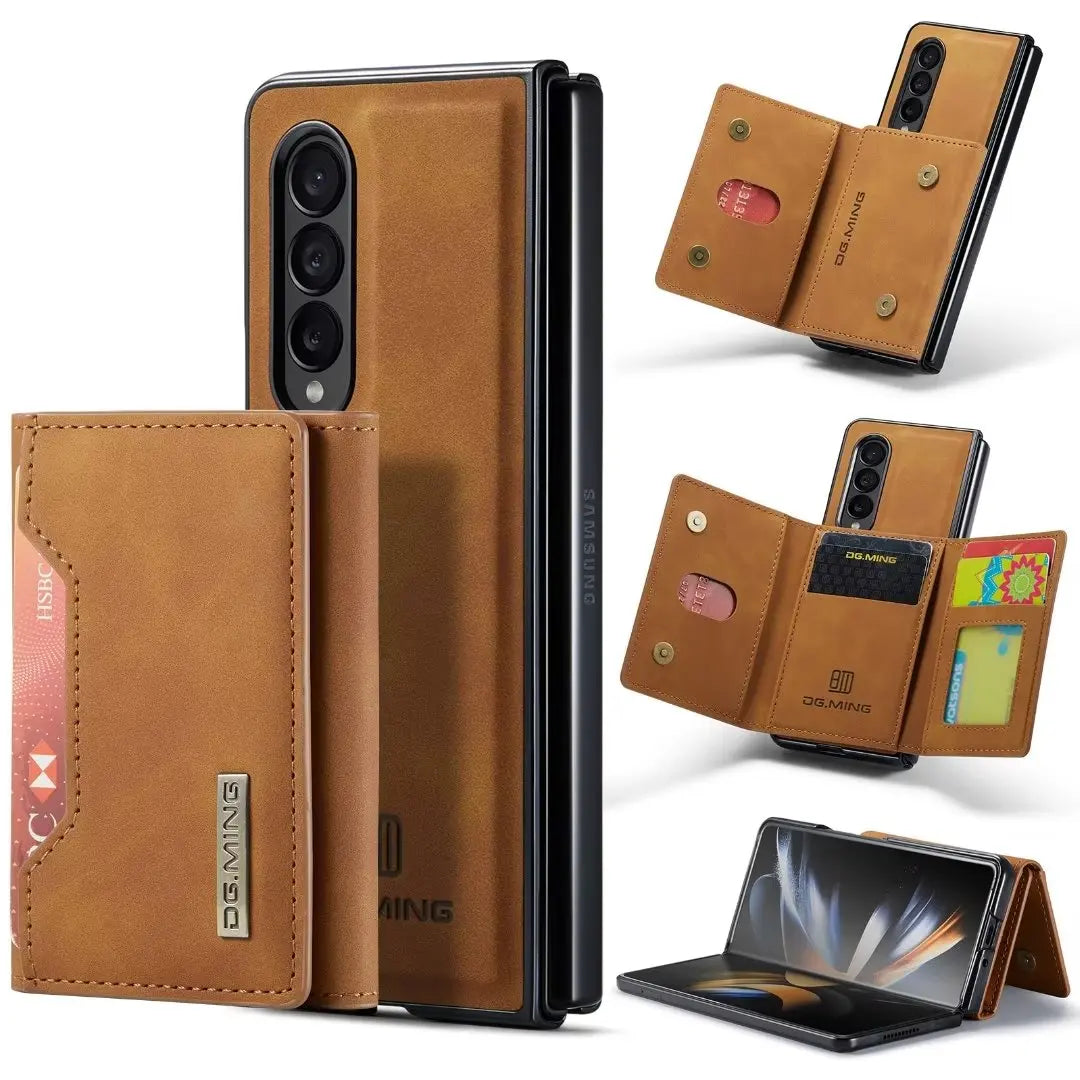 Detachable Card Pocket Flip Leather Magnetic Wallet Galaxy Fold Z Case - DealJustDeal