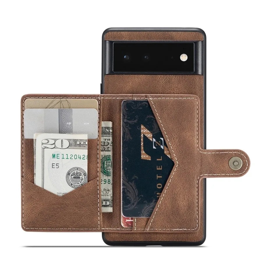 Built-in Magnet Genuine Leather and PU Google Case - DealJustDeal