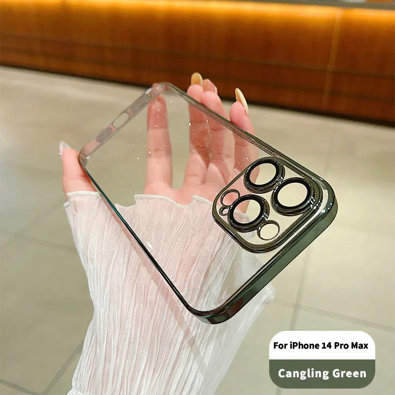 Clear Transparent Shockproof Electroplated Glitter iPhone Case - DealJustDeal