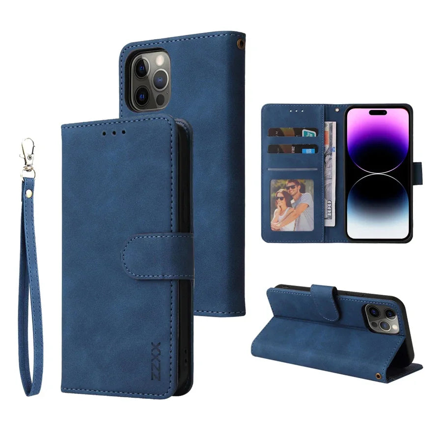 Flip Card Slot Holder Leather Wallet iPhone Case - DealJustDeal