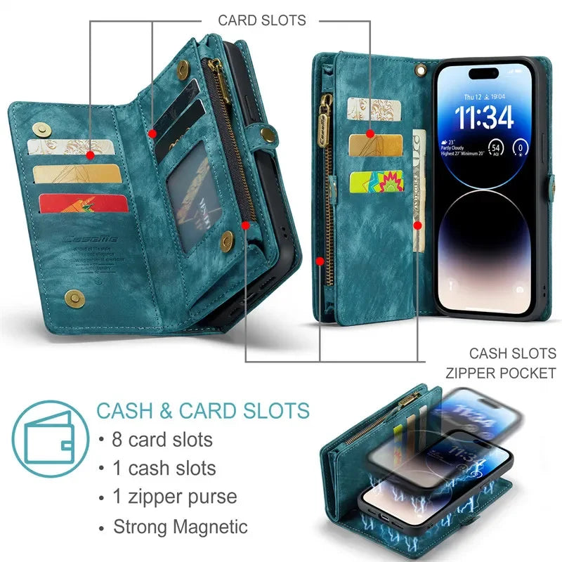 Flip Wallet Leather iPhone Case - DealJustDeal