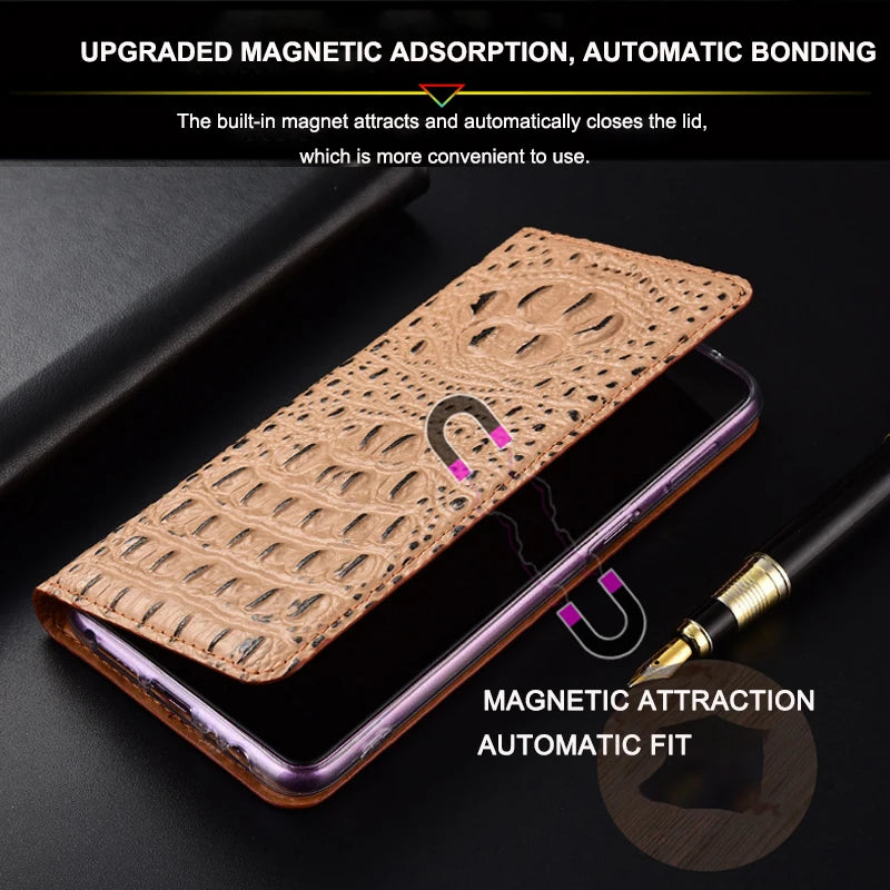 Magnetic Wallet Flip Crocodile Back Veins Genuine Leather Galaxy S Case - DealJustDeal