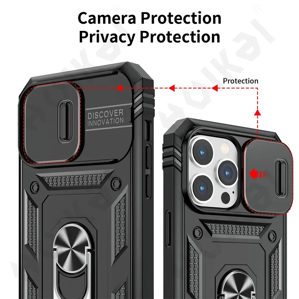 360 Full Body Rugged Protective Slide Camera Stand iPhone Case - DealJustDeal
