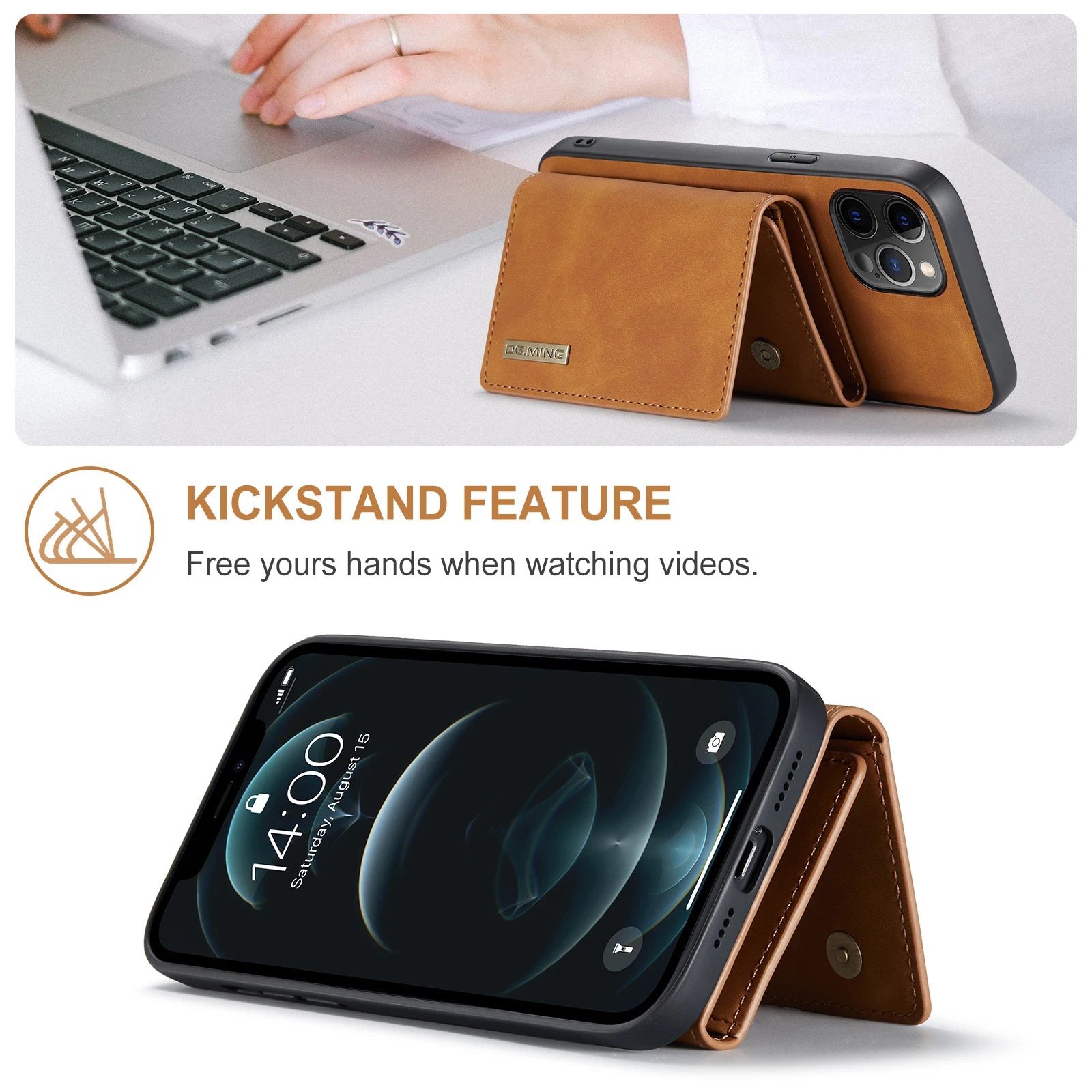 Intelligent Divide Split body Magnetic Leather Wallet iPhone Case - DealJustDeal