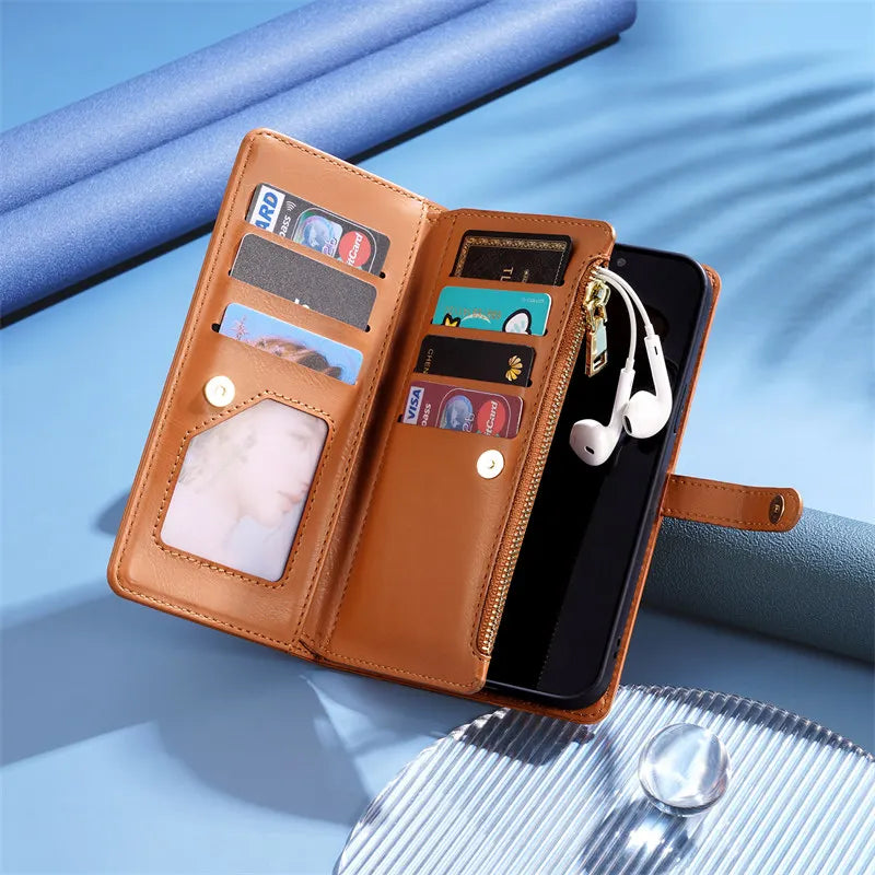 RFID Card Wallet Lanyard Flip Leather Galaxy A, Note and S Case - DealJustDeal