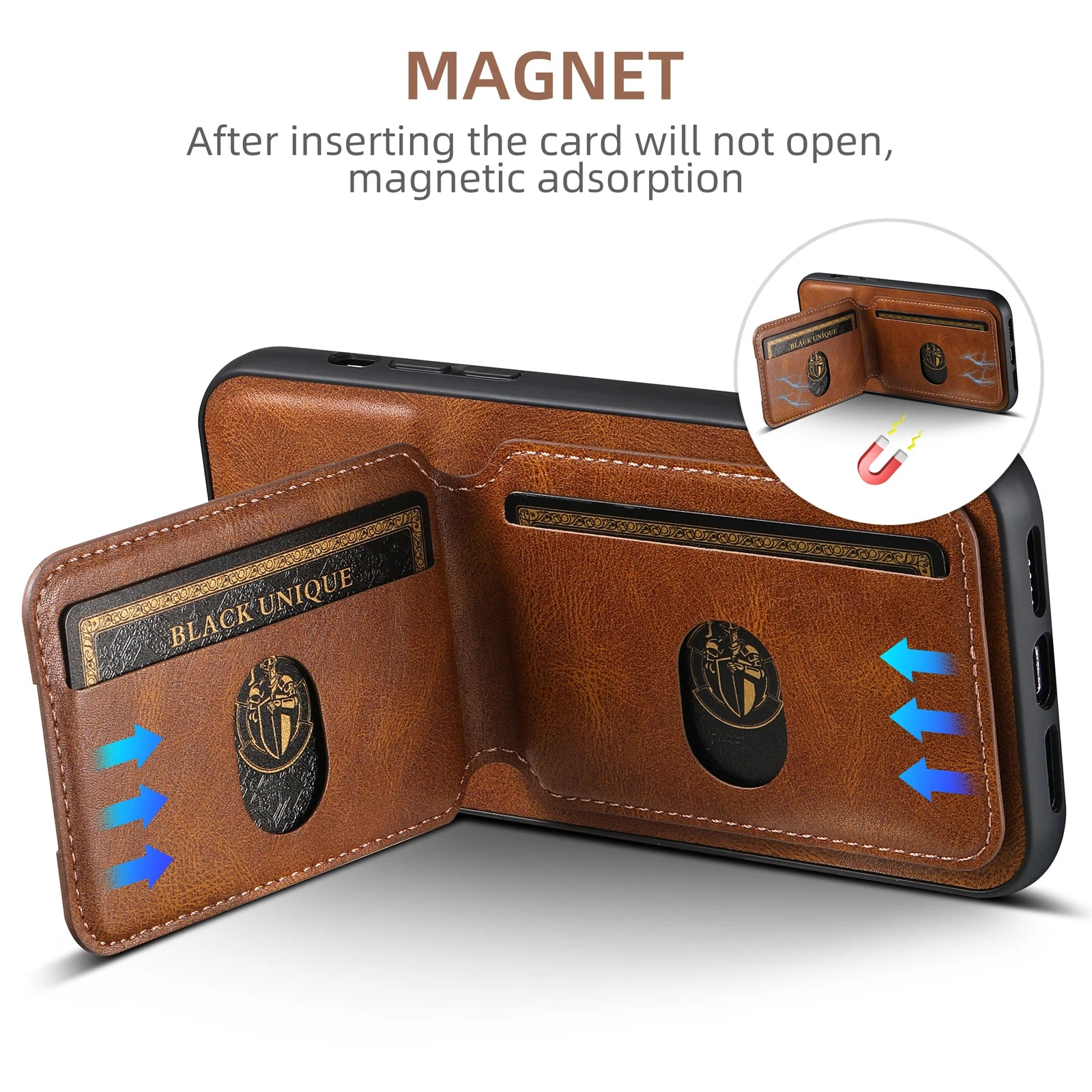 Card Holder Leather Magnetic Wallet iPhone Case - DealJustDeal