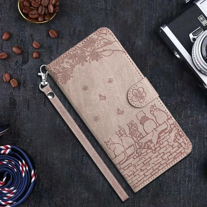 Wallet Cat Embossed Flip Over Leather Google Case - DealJustDeal