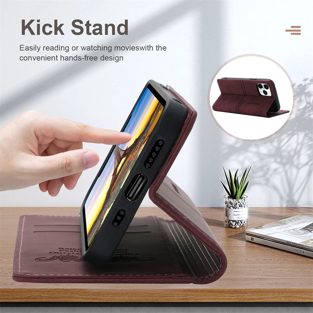 Card Holder Leather Flip Wallet Galaxy Note and S Case - DealJustDeal